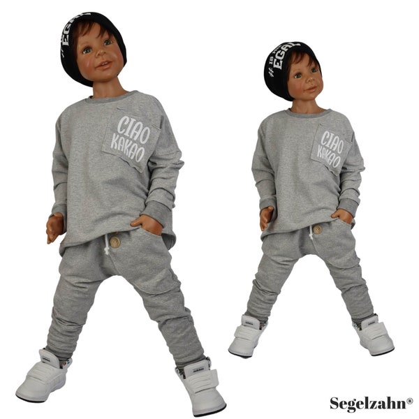 Sweatshirt Kinder Oversize Pullover Jungen Grau Kind Baby Oversized Hoodie Ciao Kakao Kinderpullover Segelzahn