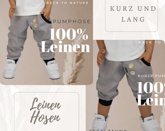 Leinen Hosen Kinder Unisex Grau kurz oder lang Sommerhose Kind Baby Junge Mädchen Leinenhosen Kinder Sommerhosen Segelzahn Kinderkleidung