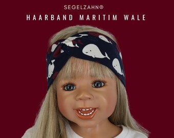 Stirnband Mädchen Haarband Kind Baby Maritim Wale Sommer Kopfbedeckung Kinder Twist Turband Kopftuch Damen Blau Segelzahn