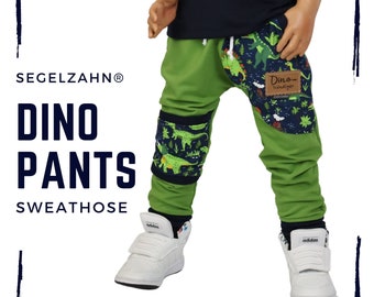 Pantalones de chándal para niños Slim Fit Jogger Dino Green Pantalones para niños Pantalones de jogging para bebés y niños Ropa para niños con dientes de vela Pantalones de crecimiento de dinosaurios para niños