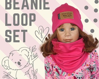 Kinder Jersey Loop Schal Rosa Grau gestreift Kinder Jersey Loop Schal Rosa Grau gestreift