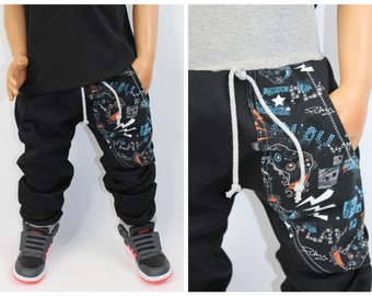 Sweat Jogger Kinder Jungen Pumphose Baby Kind Schwarz Slim Fit Hose Kinder Jogginghose Zocker Gamer Segelzahn