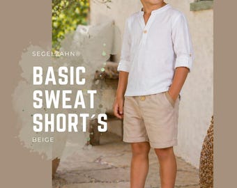 Beige children's sweat shorts, basic unisex summer shorts for boys and girls, children's sweatpants, Segelzahn summer clothing for boys