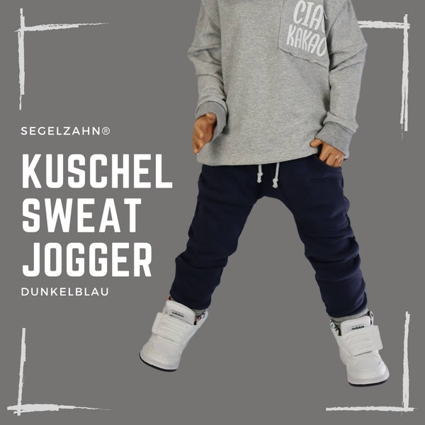 warme Sweat Jogger Kinder Blau Kuschelsweat Kinderhose Hosen Slim Fit Hose einfarbig schlicht warm Kinderkleidung Segelzahn Jungen Hosen