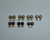 Beaded ear clips 8 mm brown bronze silver 925 gold, beaded ear clips