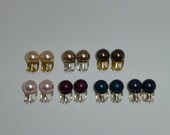 Ear clips pearl 10 mm colored silver gold, pearl ear clips