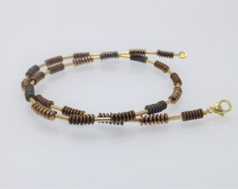 Necklace Hematite Lenses Brown Copper Gold