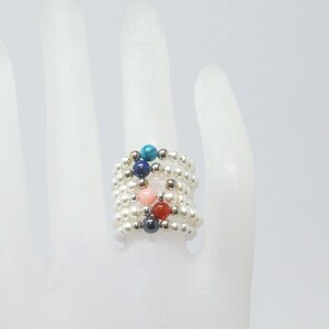 Flexibler Perlenring mit Kugel 4mm Halbedelstein viele Farben