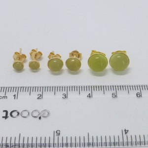 Ohrstecker Chalcedon Cabochon Hellgrün Silber 925 Gold, Geschenk für Sie Bild 6