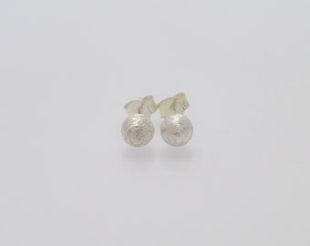 Stud earrings ball silver 925 matt 4 mm 6 mm, silver stud earrings