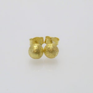 Stud earrings ball 925 gold matt different sizes, silver stud earrings