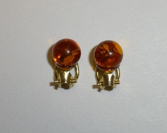 Earrings amber balls silver gold, gemstone earrings