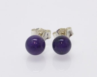 Ohrstecker Amethyst Kugel Silber 925 Gold 4mm 6mm 8mm 10mm