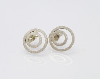 Ear studs "double ring" sterling silver, silver ear studs