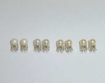 Perlen-Ohrclips 6mm Weiß Creme Silber 925 Gold