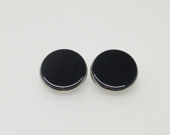 Ohrclips Onyx Cabochon flach 20mm Schwarz Edelstahl