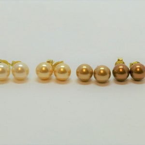 Perlen-Ohrstecker Ohrringe 8mm Silber 925 Gold Brautschmuck Farbwahl Perlfarben