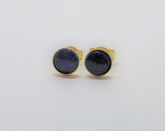 Ohrstecker Lapislazuli Cabochon flach 925 Gold 4mm 6mm