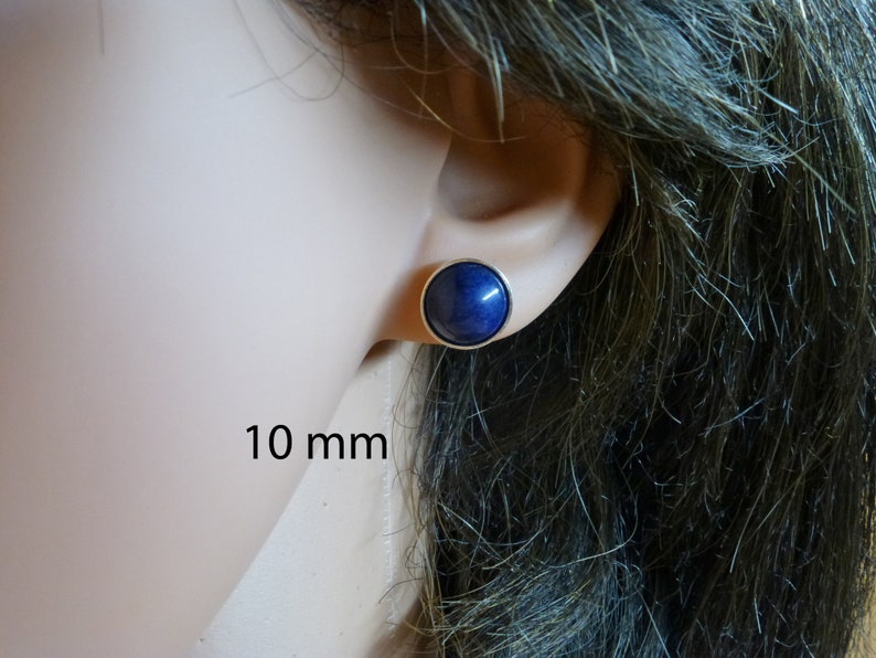 Oorstekers sodaliet cabochon zilver 925, blauwe oorstekers afbeelding 7