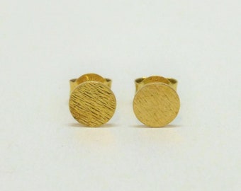 Ohrstecker Münze Punkt 4mm 6mm 925 Gold matt