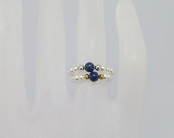 Flexibler Perlenring mit Lapislazuli Kugel 4mm, Stretchring