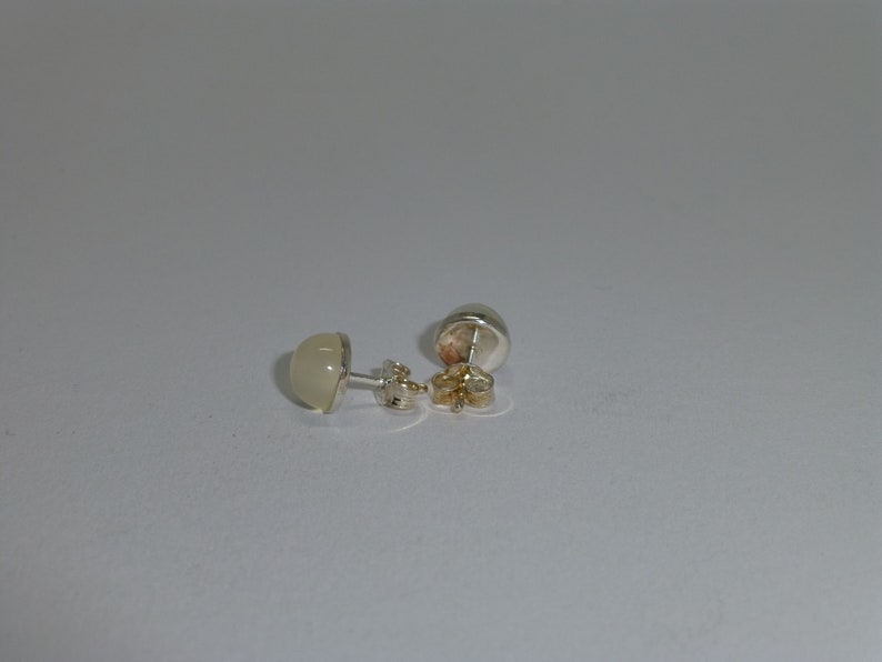 Ohrstecker Mondstein Weiß Cabochon Silber 925 Gold Roségold Bild 7