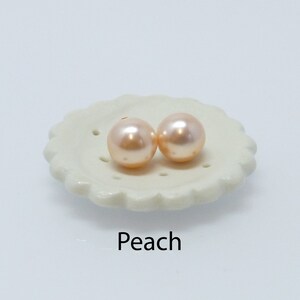 Ohrclips Perle 12mm Silber Gold, Perlenohrclips, Brautschmuck Peach