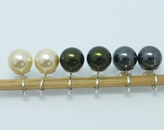 Ear clips pearl 12 mm silver 925, pearl ear clips, bridal jewelry