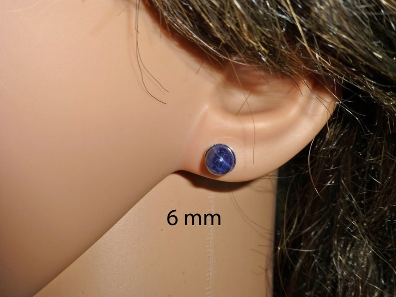 Oorstekers sodaliet cabochon zilver 925, blauwe oorstekers afbeelding 5