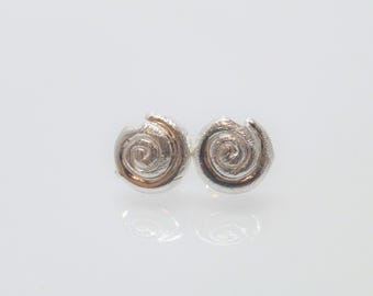 Snail stud earrings, silver 925, 8 mm x 10 mm