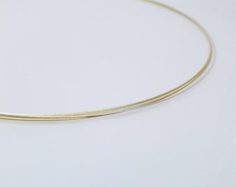 Stahlseide-Collier 5-reihig Bicolor Gold Silber Bajonettverschluss, Halsreifen