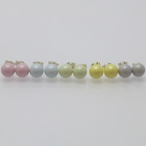 Stud earrings pearl 8 mm silver 925 -pastel colors-, pearl stud earrings
