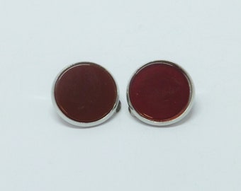 Ohrclips Karneol Cabochon flach 14mm Rot silber