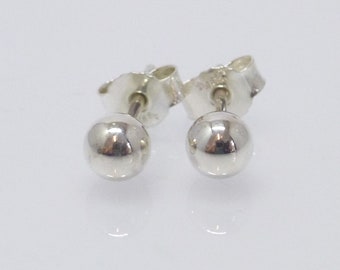 Ear studs ball silver 925 5 mm, silver ear studs