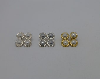 Perlen-Ohrclips mit 2 Cabochon-Perlen Silber 925 Gold, Geschenk für Sie