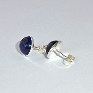 Oorstekers sodaliet cabochon zilver 925, blauwe oorstekers afbeelding 4