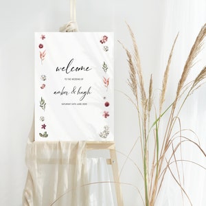 Amber Wedding Welcome Sign, Printable Welcome Sign, Blush Wedding, Printable Designs, Instant Download, DIGITAL DOWNLOAD, Edit with TEMPLETT