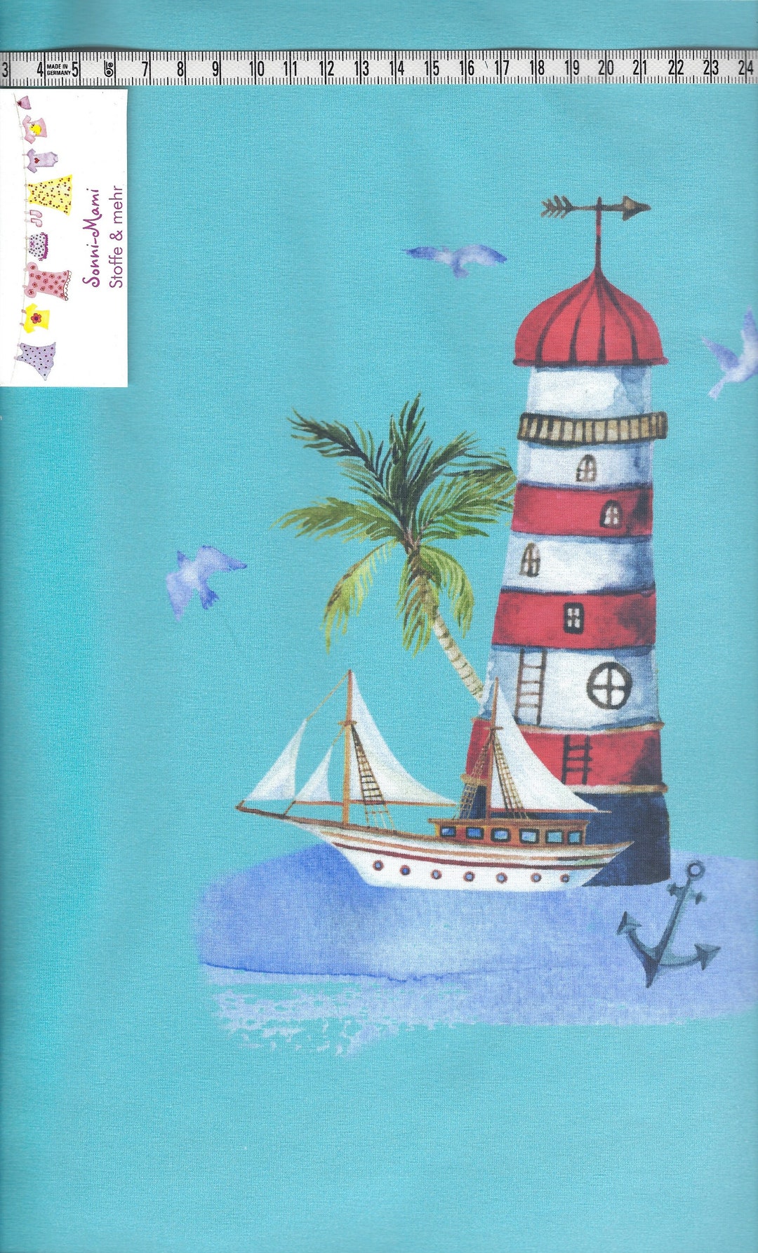 10,67 Eur/qm Jersey Panel Maritim Leuchtturm Steuerrad