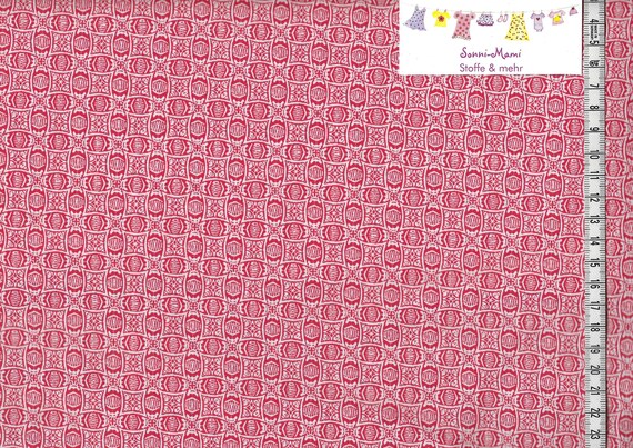 6,53 EUR/qm Baumwollstoff Edelweiß, grafisches Muster rot weiß