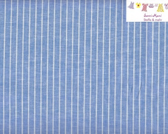 10,34 EUR/qm Baumwoll Leinen uni breite Streifen gestreift hellblau weiß  meliert