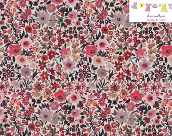 0,5 Meter Baumwollstoff Webware Streublümchen Blümchen Blüten floral rot orange flieder auf creme weiß (8,14 EUR/qm)