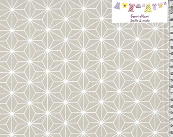 7,60 EUR/qm Baumwollstoff Sternblüte grafisches Muster beige weiß
