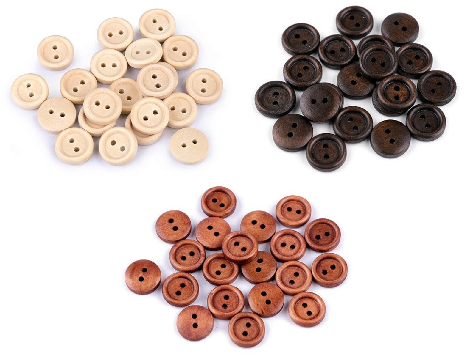 10 Strukturierte Holzknöpfe – 30mm, Rund, 2-Loch, Braun Für Nähen & Basteln