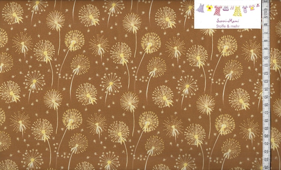 10,67 EUR/qm Baumwollstoff Meterware Hilco Emilie Pusteblumen ocker senfgelb