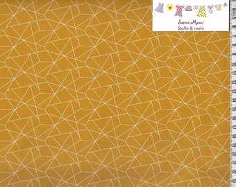 6,76 EUR/qm Baumwollstoff grafisches Muster Linien senfgelb weiß