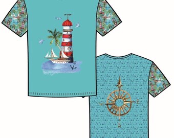 10,67 EUR/qm Jersey Panel maritim Leuchtturm Steuerrad