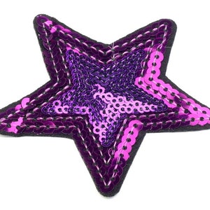 Applikation Bügelbild Aufnäher Pailletten Stern verschiedene Farben Violet