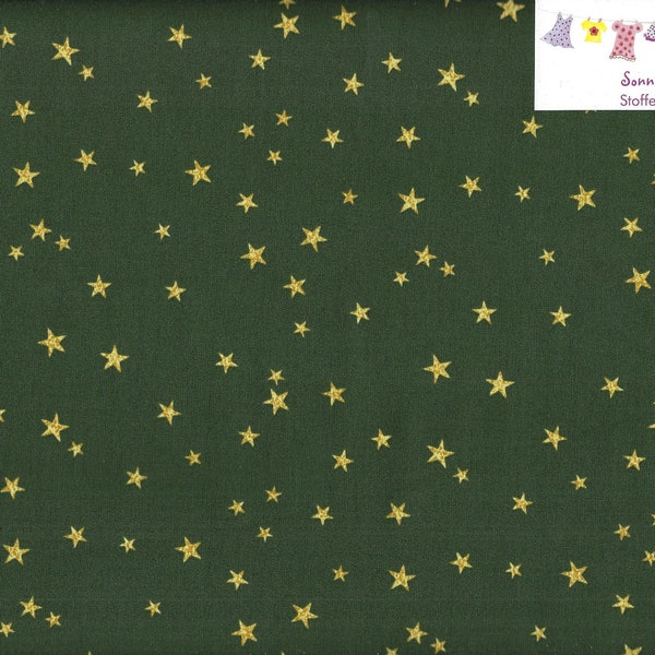 7,60 EUR/qm Baumwollstoff Weihnachten Sterne goldfarben goldgelb grün