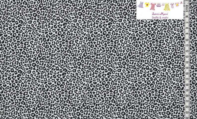 6,76 EUR/qm Baumwollstoff Meterware leo Leoprint Leopard schwarz weiß Bild 1