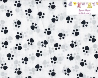 8,14 EUR/qm Baumwollstoff Pfoten schwarz auf weiß Pfötchen